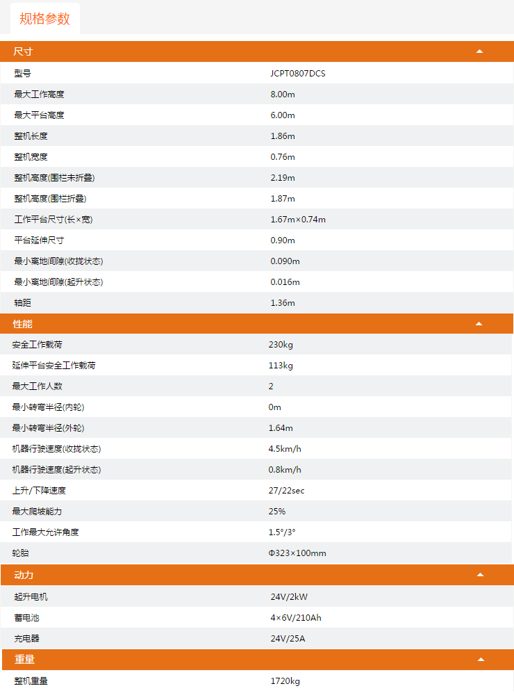 甘肅升降平臺JCPT0807DCS規(guī)格參數(shù)